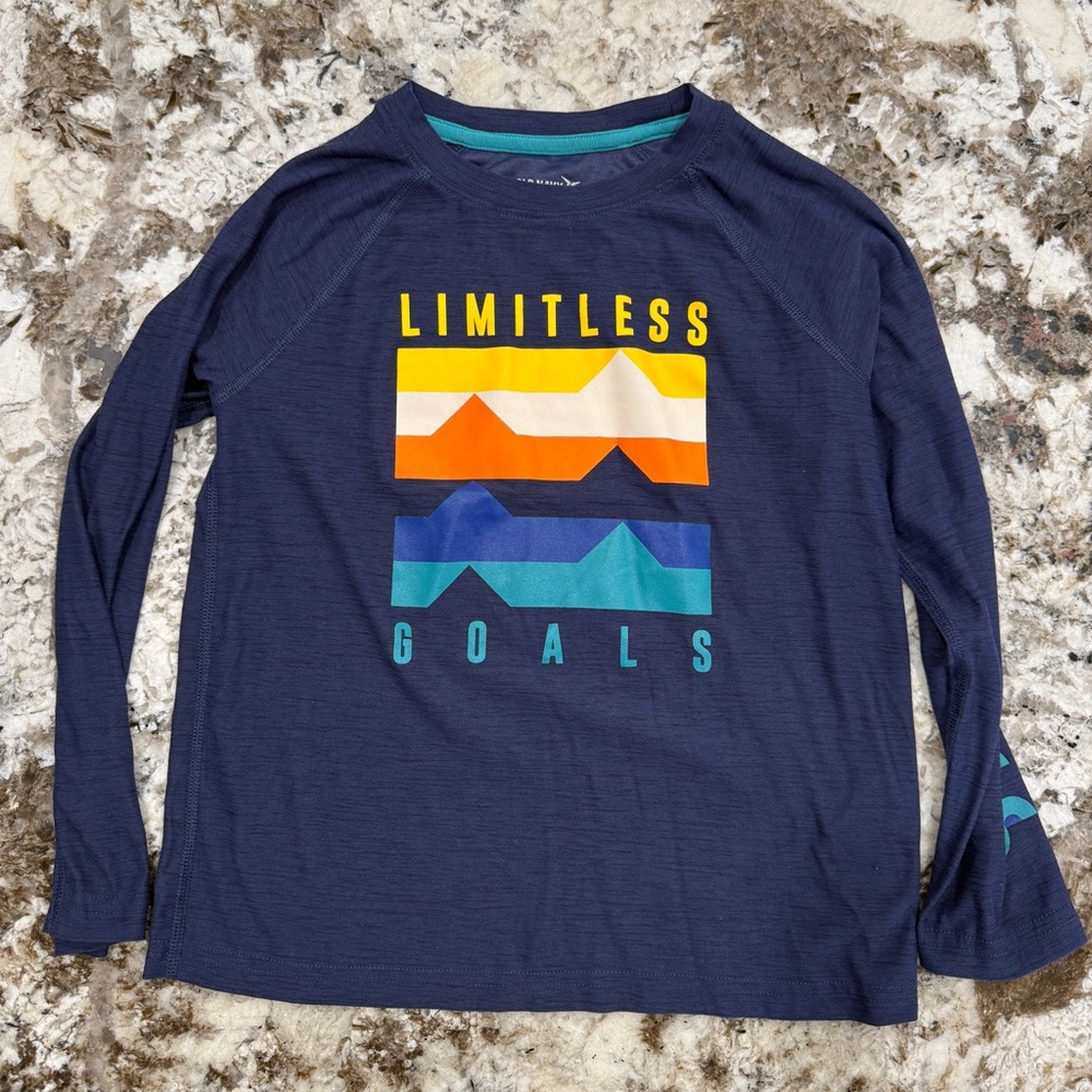 Old Navy Kids Long Sleeve Tee - Navy with Yellow, Orange, and Blue
